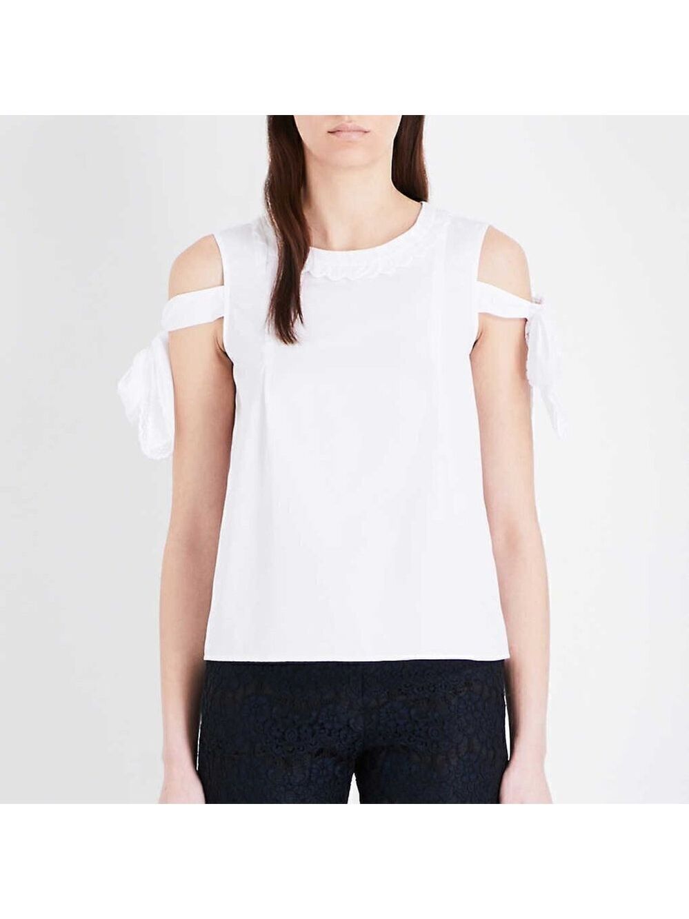 CLAUDIE PIERLOT Cotton Poplin Cold Shoulder Top Size 10